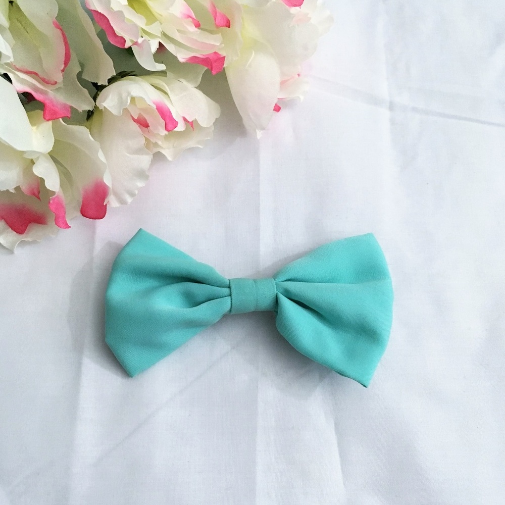 BOGO Aqua Fabric Bow Barrette